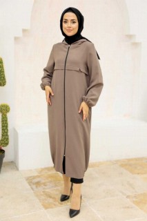 Woman Clothing - Manteau Hijab Vison 100341556 - Turkey