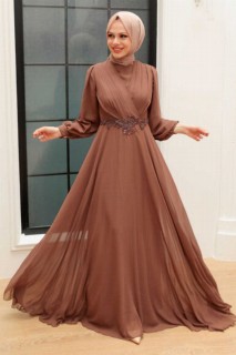 Evening & Party Dresses - فستان سهرة حجاب بني 100337200 - Turkey