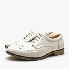 Titan Cream Lace up Patent Leather Church Shoes for Young Men 100278496