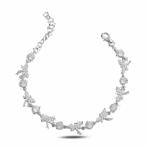 Bracelet - Dragonfly Motif Stone Women's Silver Bracelet Silver 100347451 - Turkey