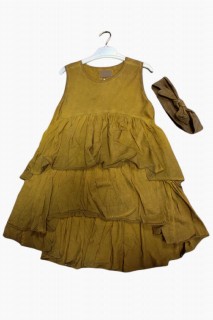 Outwear - Girls' Wash Skirt Ruffle Zero Sleeve Bandana Dress 100327600 - Turkey