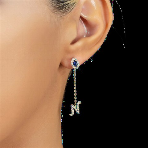 Earrings - Drop Cut September Birth Stone Silver Earring 100350167 - Turkey
