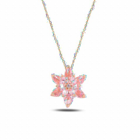 Other Necklace - Pink Color Lotus Model Silver Necklace 100347470 - Turkey