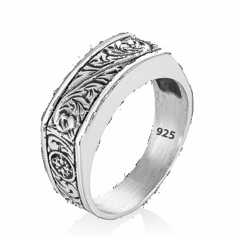 Rectangle Patterned Silver Ring 100349438
