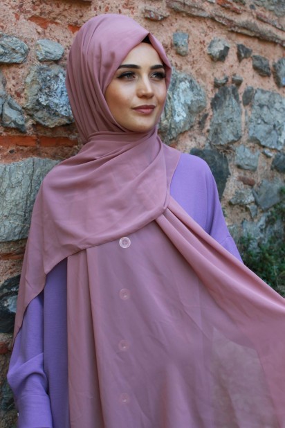 Woman Hijab & Scarf - Plain Chiffon Shawl Dried Rose 100285452 - Turkey