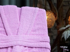 Plain Shawl Collar Large Size Single Bath Robe Pink 100351651