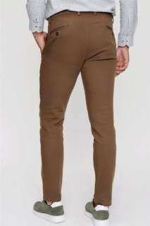 Men's Brown Trojan Cotton Slim Fit Side Pocket Linen Trousers 100351259