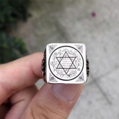Square Sterling Silver Ring With Seal of Solomon 100347733