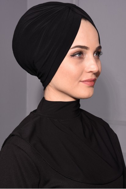 Snap Fastener Hijab Collar Black 100285604
