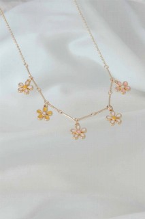 Necklaces - Flower Figured Gold Color Women's Necklace 100327574 - Turkey