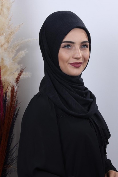 Knitwear Practical Hijab Shawl Black-Navy 100282924