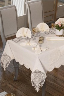 26 Pieces Cordone Lily Table Cloth Set Cream 100329323