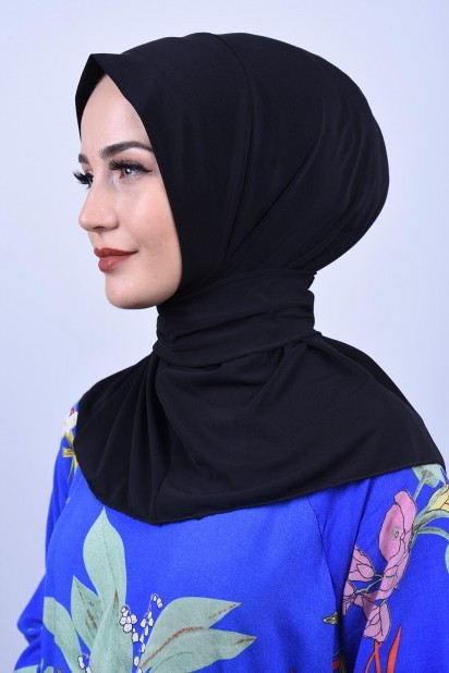 Ready to wear Hijab-Shawl - Snap Snap Foulard Châle Noir - Turkey