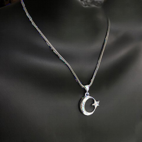 Other Necklace - Moon Star Women Silver Necklace 100347324 - Turkey