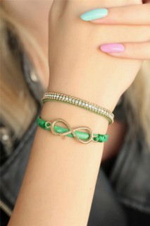 Woman - Green Color Metal Infinity Bracelet For Women 100318764 - Turkey