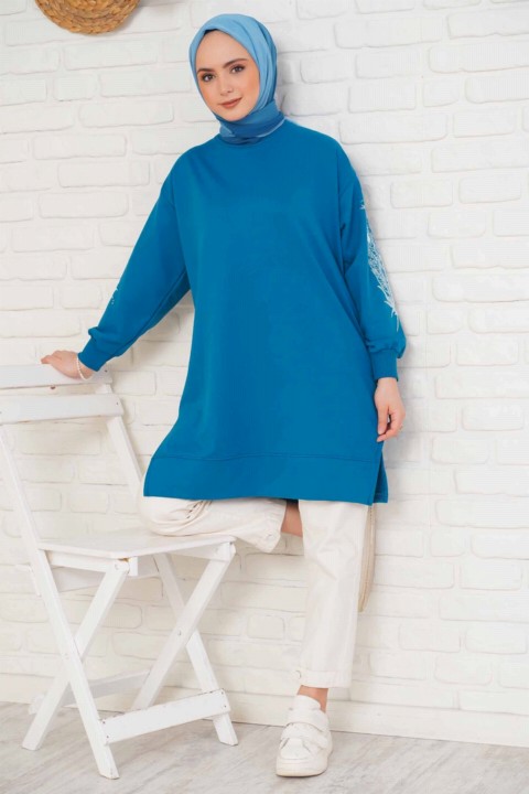Tunic - Women's Sleeve Floral Printed Tunic 100342667 - Turkey