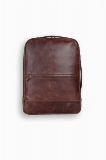 Handbags - حقيبة ظهر وحقيبة يد جارد رفيعة من الجلد الطبيعي البني عتيق الطراز 100346330 - Turkey