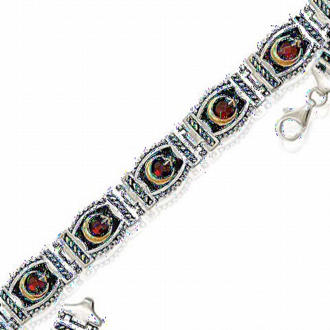 Bracelet - Moon Star Stone Silver Men's Bracelet 100347779 - Turkey