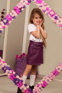 Kids - Mädchen Kind Little Lady Pflaume Lederrock Anzug 100326747 - Turkey
