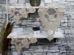 Home Product - Suman Kordone Luxury Velvet Embroidered 5 Piece Living Room Set Black Gold 100331618 - Turkey