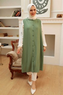 Clothes - Almond Green Hijab Tunic 100340559 - Turkey
