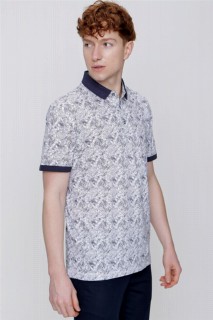 Men's Gray Polo Collar Printed Dynamic Fit Comfortable Cut T-Shirt 100350724
