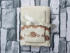 Rectangle Table Cover - French Guipure Jasmine Velvet Single Table Cloth Cappucino 100330189 - Turkey