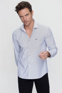 Shirt - Men's Black Saldera Slim Fit Slim Fit Printed Solid Collar Long Sleeve Shirt 100350684 - Turkey