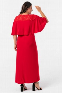 Lace Top Plus Size Long Evening Dress Red 100276234