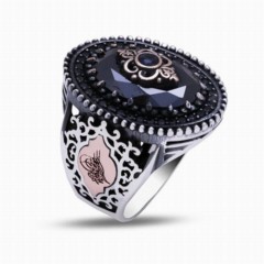 Zircon Stone Rings - خاتم سوليتير من الفضة بحجر الزركون الأسود 100347764 - Turkey