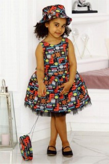 Kids - Girl's New Mixed Patterned Ff Model Dress 100328181 - Turkey