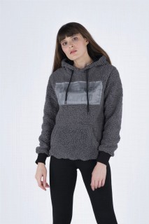 Clothes - Damen Hoodie Bedrucktes Sweatshirt 100326359 - Turkey