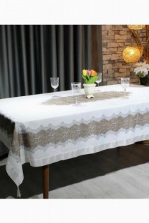 Nilüfer Rectangle Printed Table Cloth Cream Beige 100330743