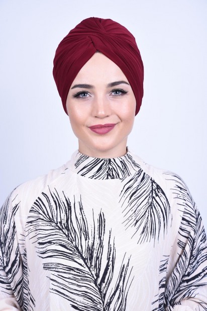 Woman Bonnet & Turban - Vera Outer Bonnet Claret Red 100285679 - Turkey