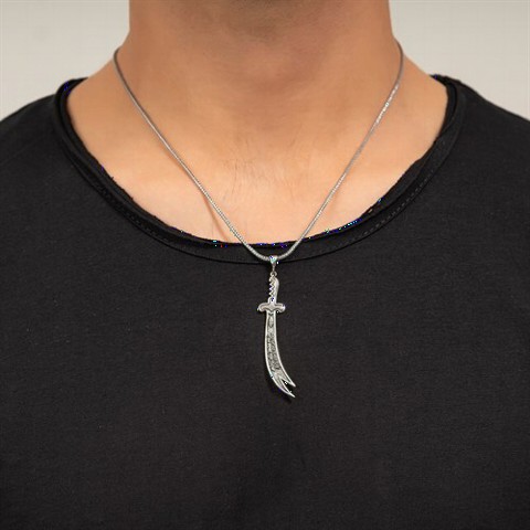 Men - La Feta İlla Ali La Seyfe İlla Zülfikar Sword Silver Necklace 100349505 - Turkey