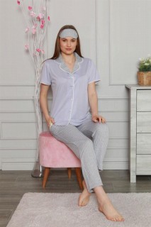 Women's Short Sleeve Front Buttoned Pajamas Set 100325442