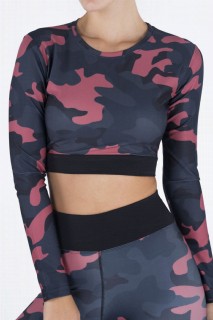 Women's Gathering Camouflage Patterned Top 100326382