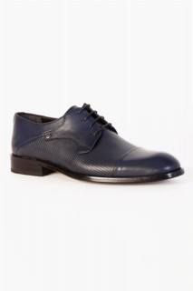 Shoes - Mens Navy Blue Classic Antique Shoes 100350782 - Turkey