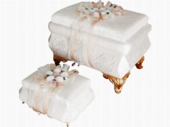 Şehrazat Luxury Velvet 2 Pack Dowry Chest Cream 100280401