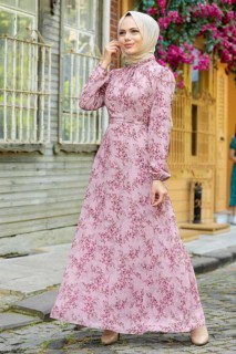 Woman Clothing - Dusty Rose Hijab Dress 100337345 - Turkey
