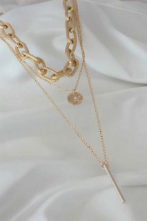 Necklaces - Multiple Gold Color Women's Necklace 100327568 - Turkey