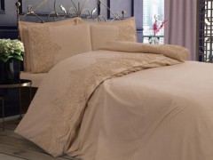Bedding - French Guipure Deren Double Duvet Cover Set Cappucino 100344741 - Turkey