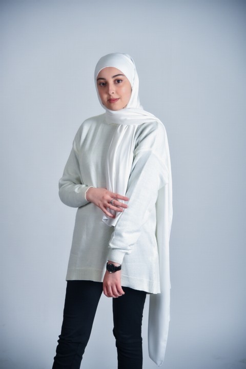 Woman Hijab & Scarf - Prêt à porter Soie de Médine - couleur blanche - Turkey