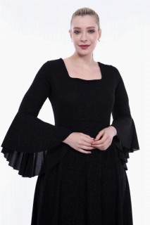 Plus Size Square Collar Sleeves Cape Glittery Evening Dress 100276677