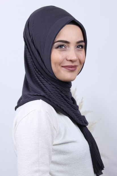 Pleated Hijab Shawl Smoked 100282913