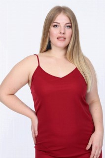 Large Size Strap V-Neck Underwear Dress Claret Red 100276349