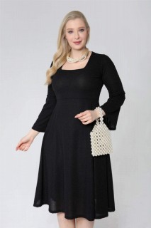 Short evening dress - Plus Size Square Collar Sleeves Cape Glittery Evening Dress 100276677 - Turkey