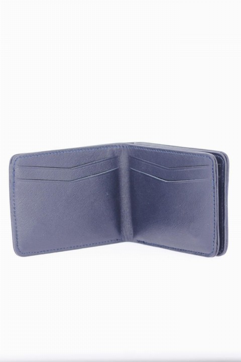 Navy Blue Color One Hundred Percent Leather Men's Wallet 100318462