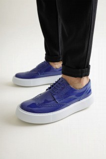 Shoes - حذاء رجالي من الجلد اللامع باللون الأزرق الداكن 100342119 - Turkey