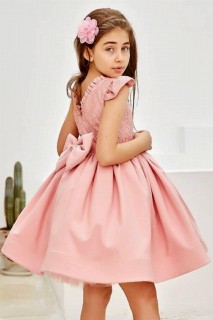 Girls Ruffle Collar Embroidered Embroidery and Skirt Fluffy Tulle Pink Evening Dress 100327790